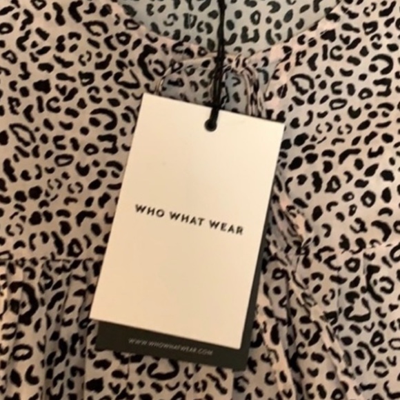 Leopard Animal Print Bell Sleeved Top by Who What Wear Sz Medium NEW! - Picture 4 of 5